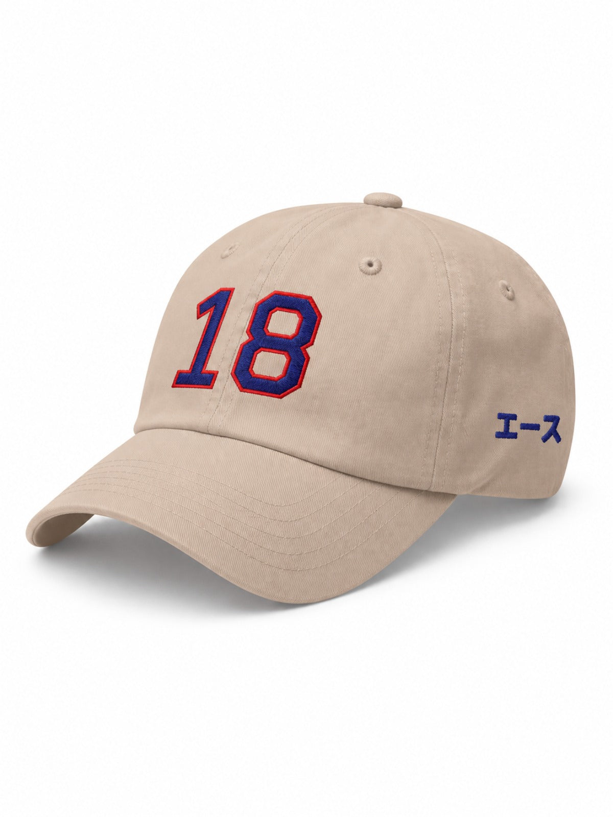5C5V Ace 18 Japanese baseball cap in stone – side view with エース (ace) embroidery