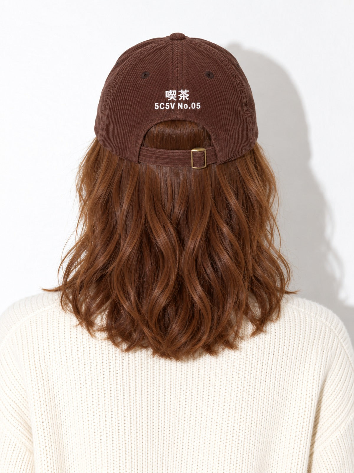 Kissa corduroy cap, brown, back view