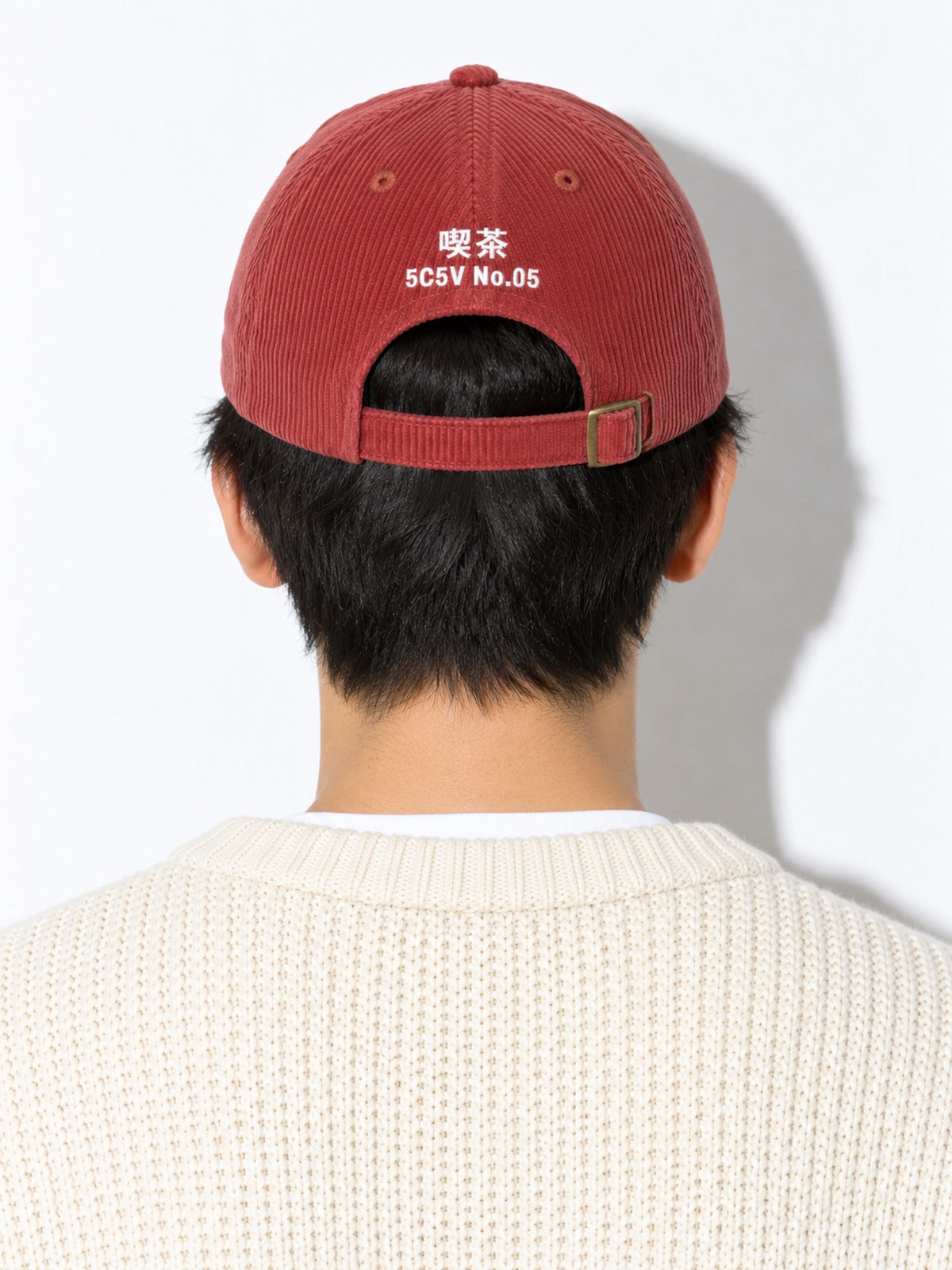 Kissa corduroy cap, burgundy, back view