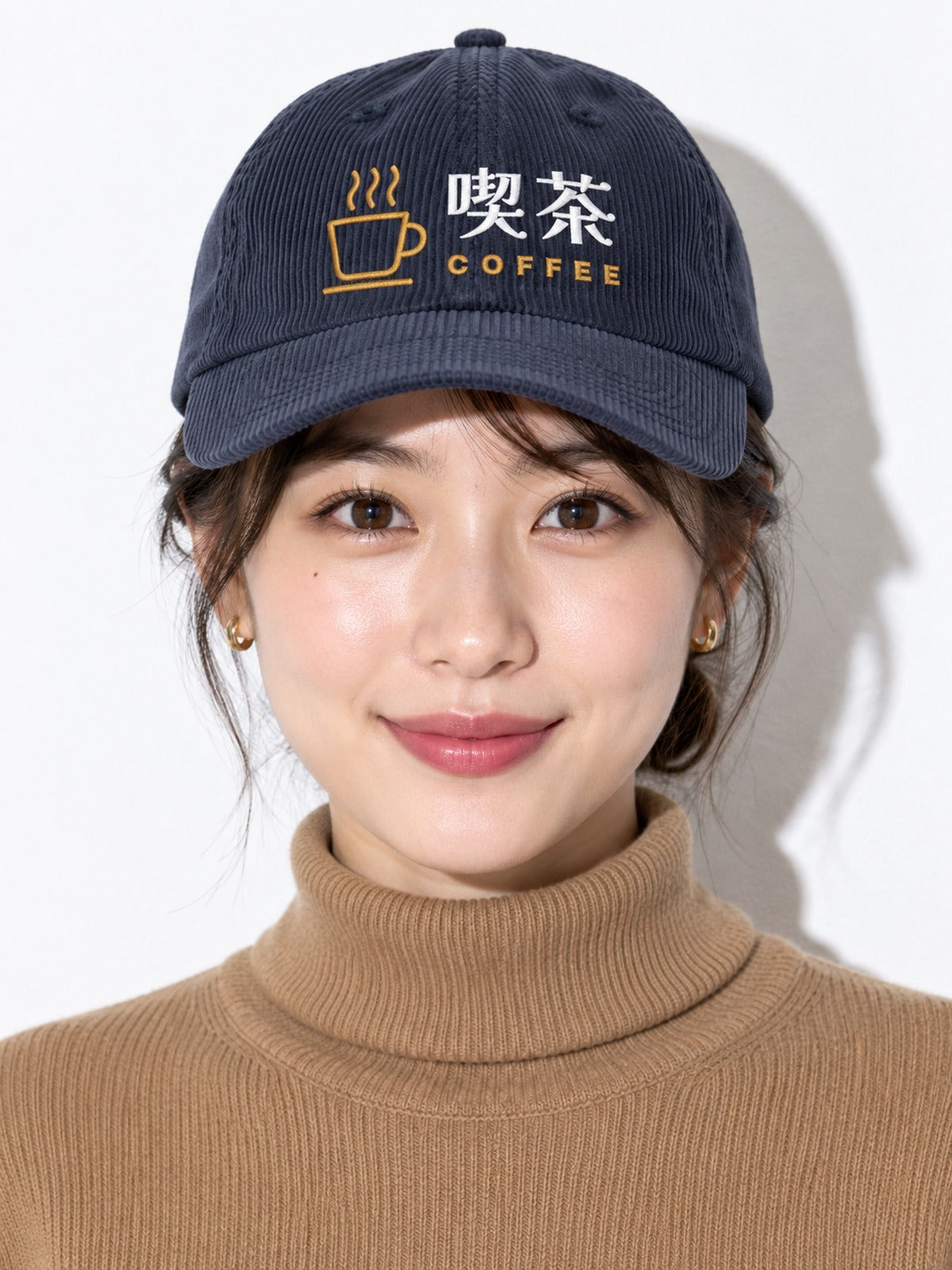 Kissa corduroy cap, navy, portrait