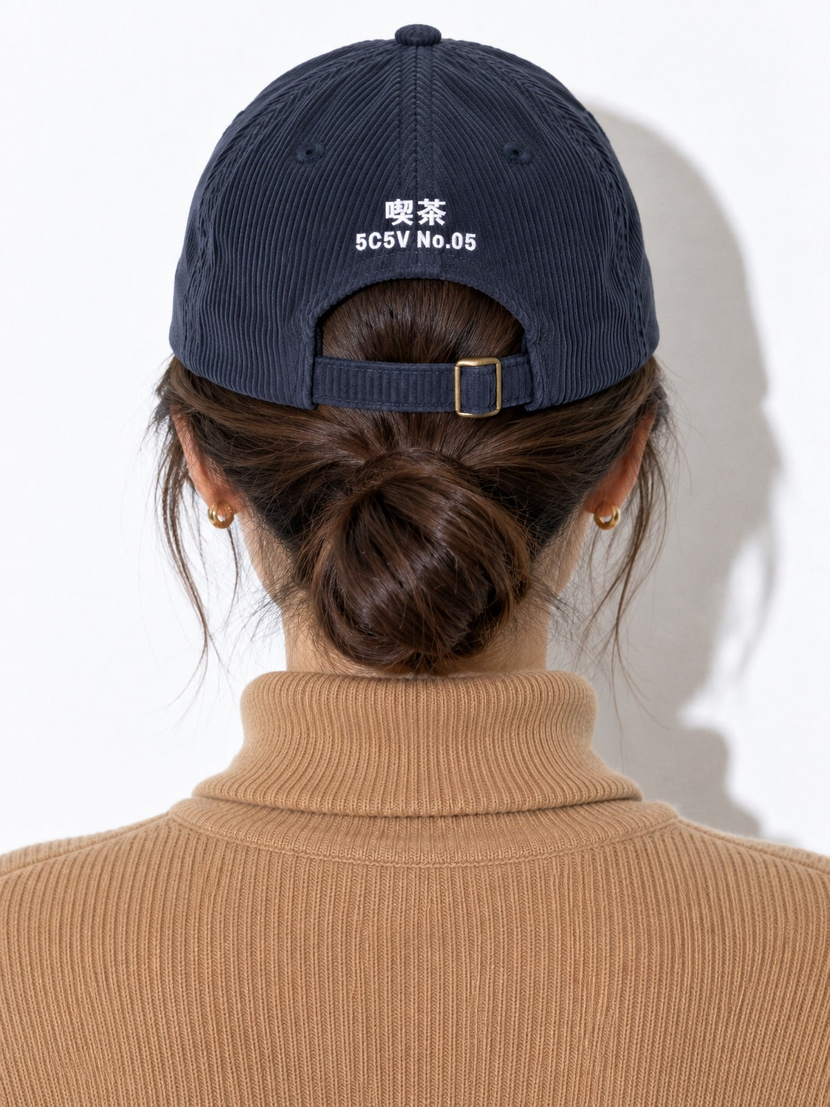 Kissa corduroy cap, navy, back view