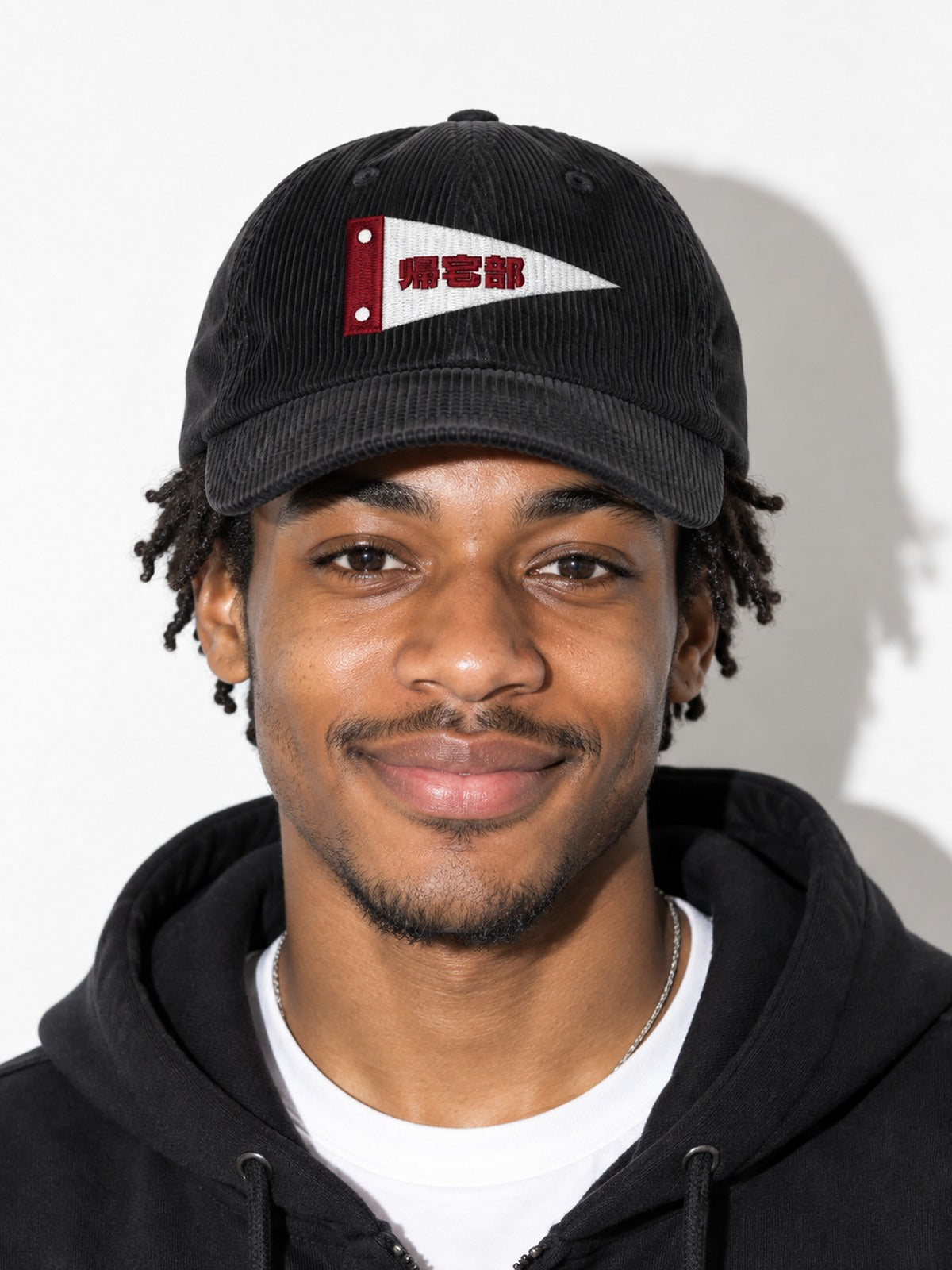 Kitaku-bu corduroy cap, black, portrait