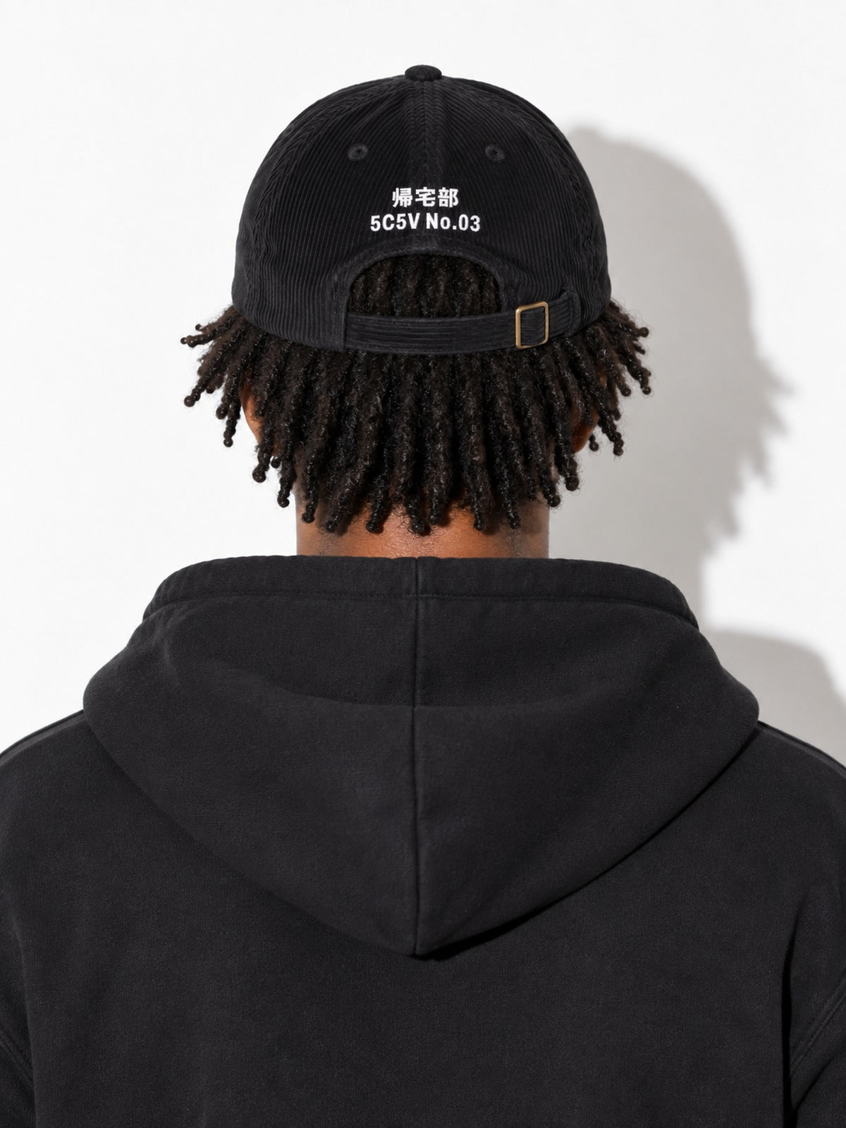 Kitaku-bu corduroy cap, black, back view