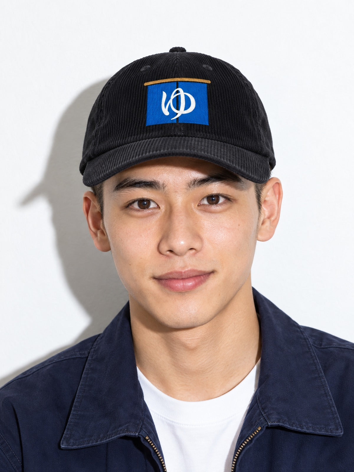 Sentō corduroy cap, black, portrait