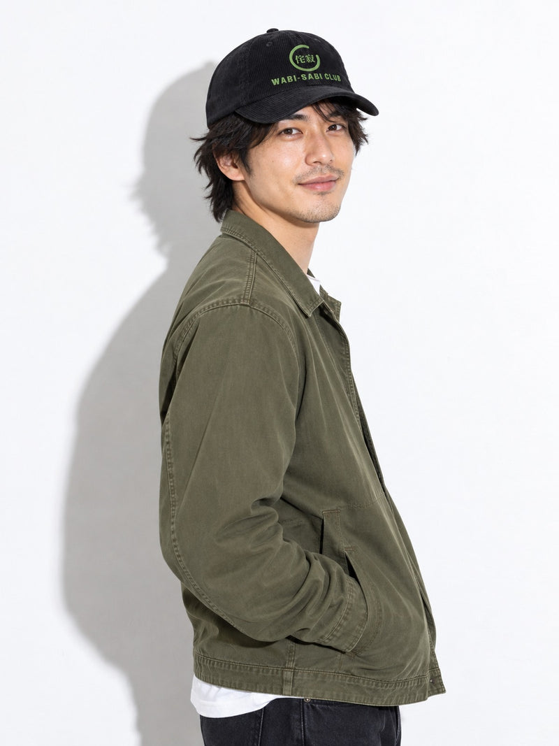 Wabi-Sabi Club corduroy cap, black, over-the-shoulder