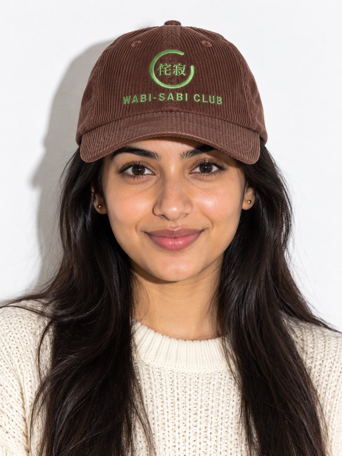 Wabi-Sabi Club corduroy cap, brown, portrait