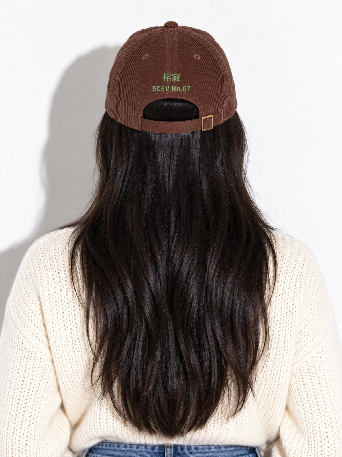 Wabi-Sabi Club corduroy cap, brown, back view