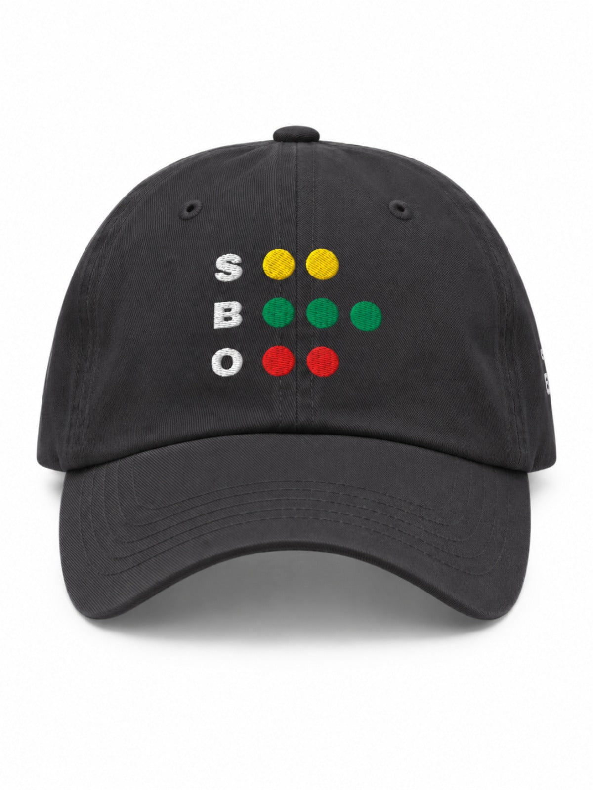 5C5V Full Count Japanese baseball cap in dark grey – front view with S B O ball-strike-out count embroidery