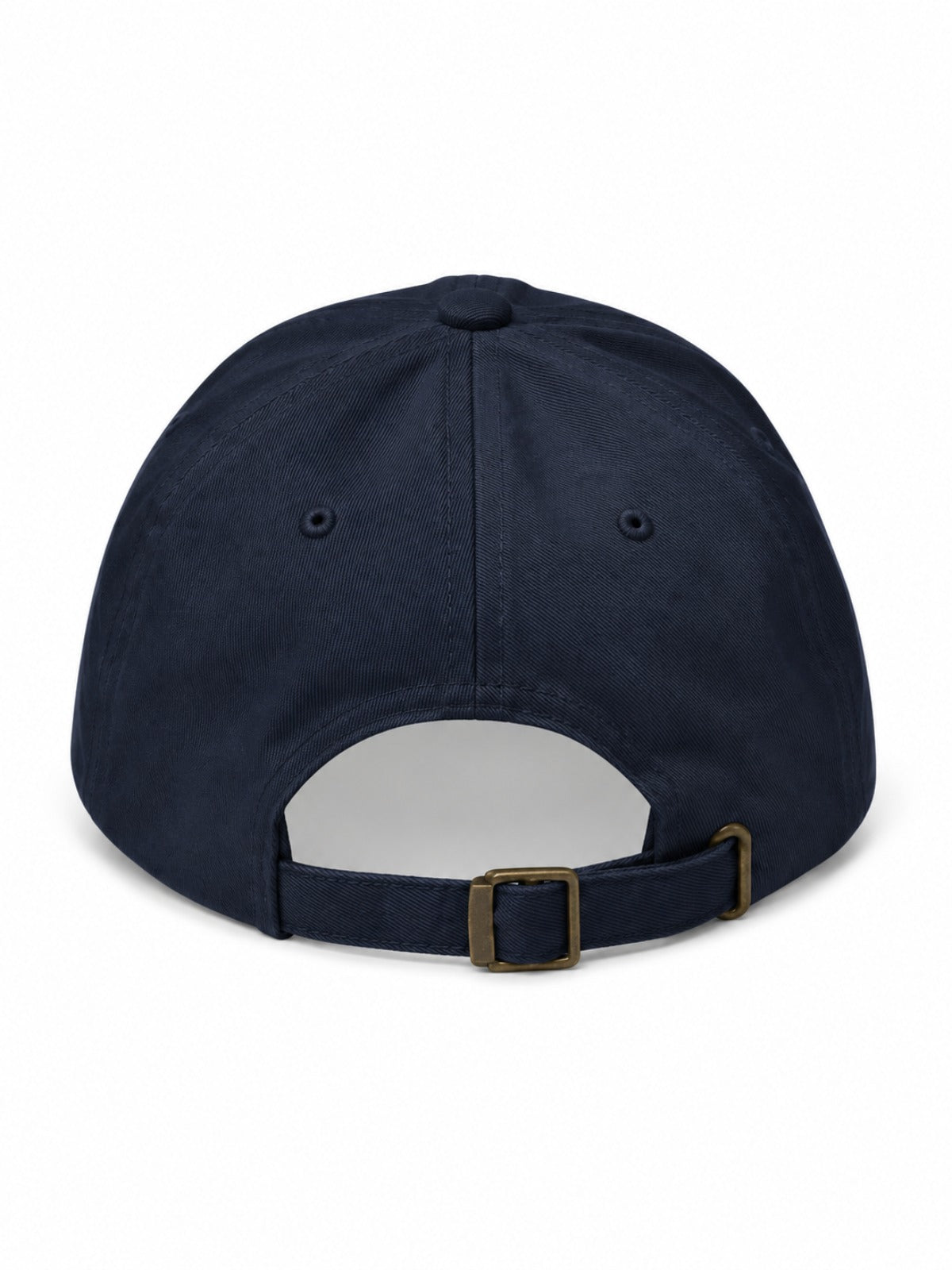 5C5V Full Count Japanese baseball cap in navy – back view with brass slide buckle strap