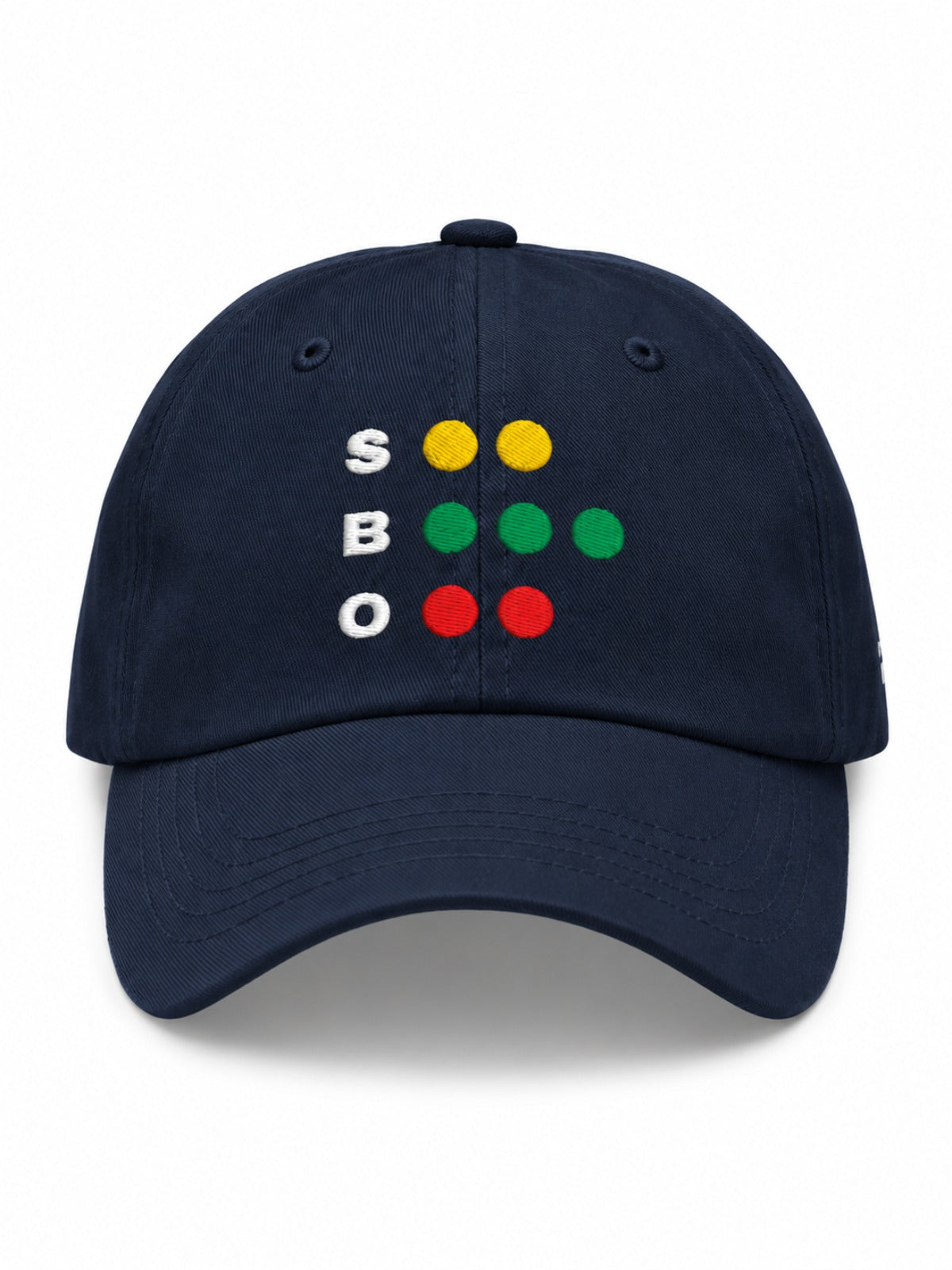 5C5V Full Count Japanese baseball cap in navy – front view with S B O ball-strike-out count embroidery
