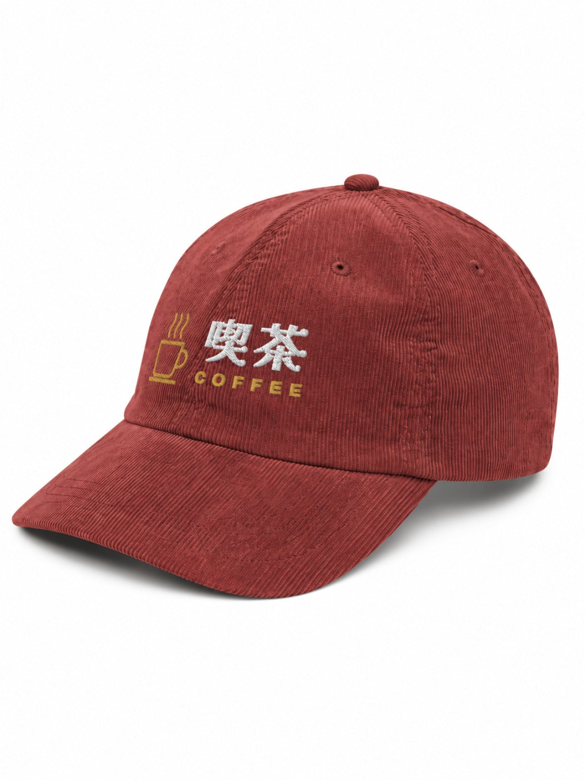 5C5V Kissa 喫茶 corduroy Japanese baseball cap in burgundy – side view