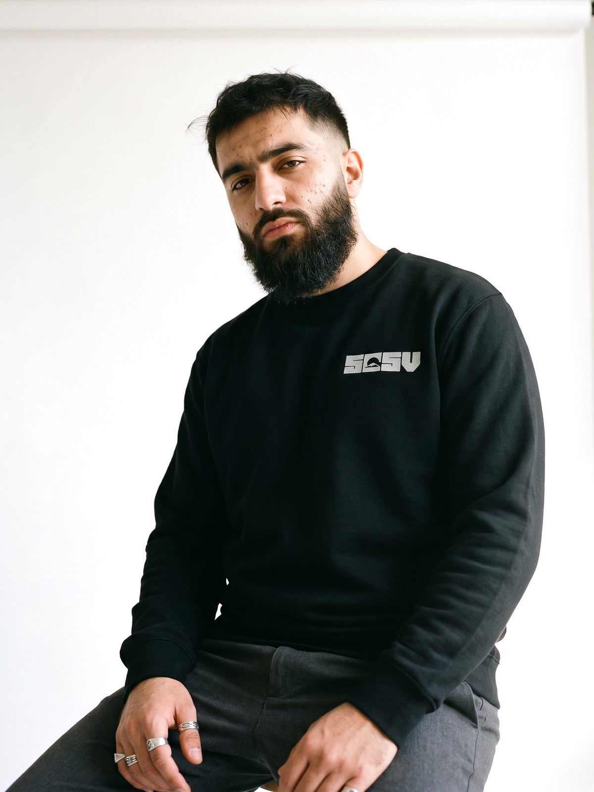 5C5V Originals sweatshirt in black, worn on a white background