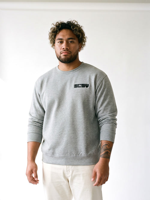 5C5V Originals sweatshirt in carbon grey, worn on a white background