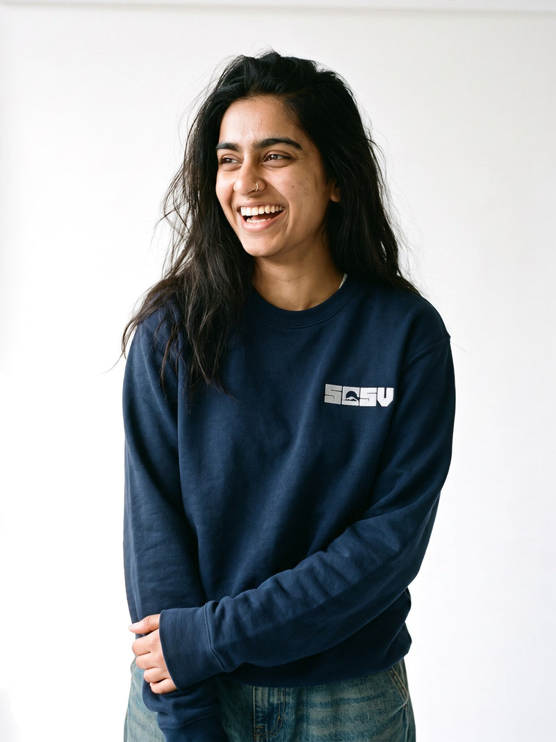 5C5V Originals sweatshirt in navy, worn on a white background