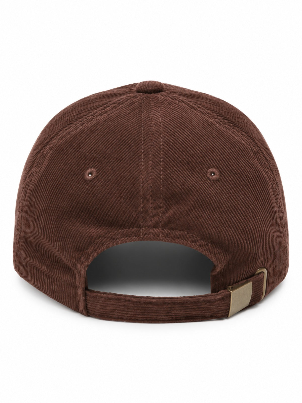 5C5V Osaka O corduroy Japanese baseball cap in brown – back view with brass buckle strap