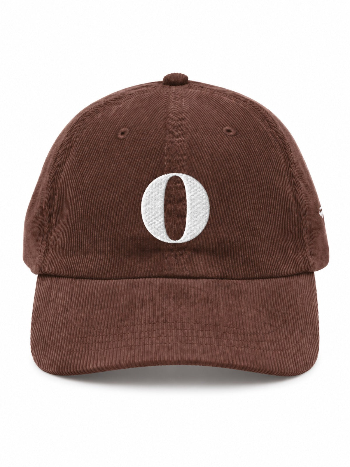 5C5V Osaka O corduroy Japanese baseball cap in brown – front view with serif O embroidery