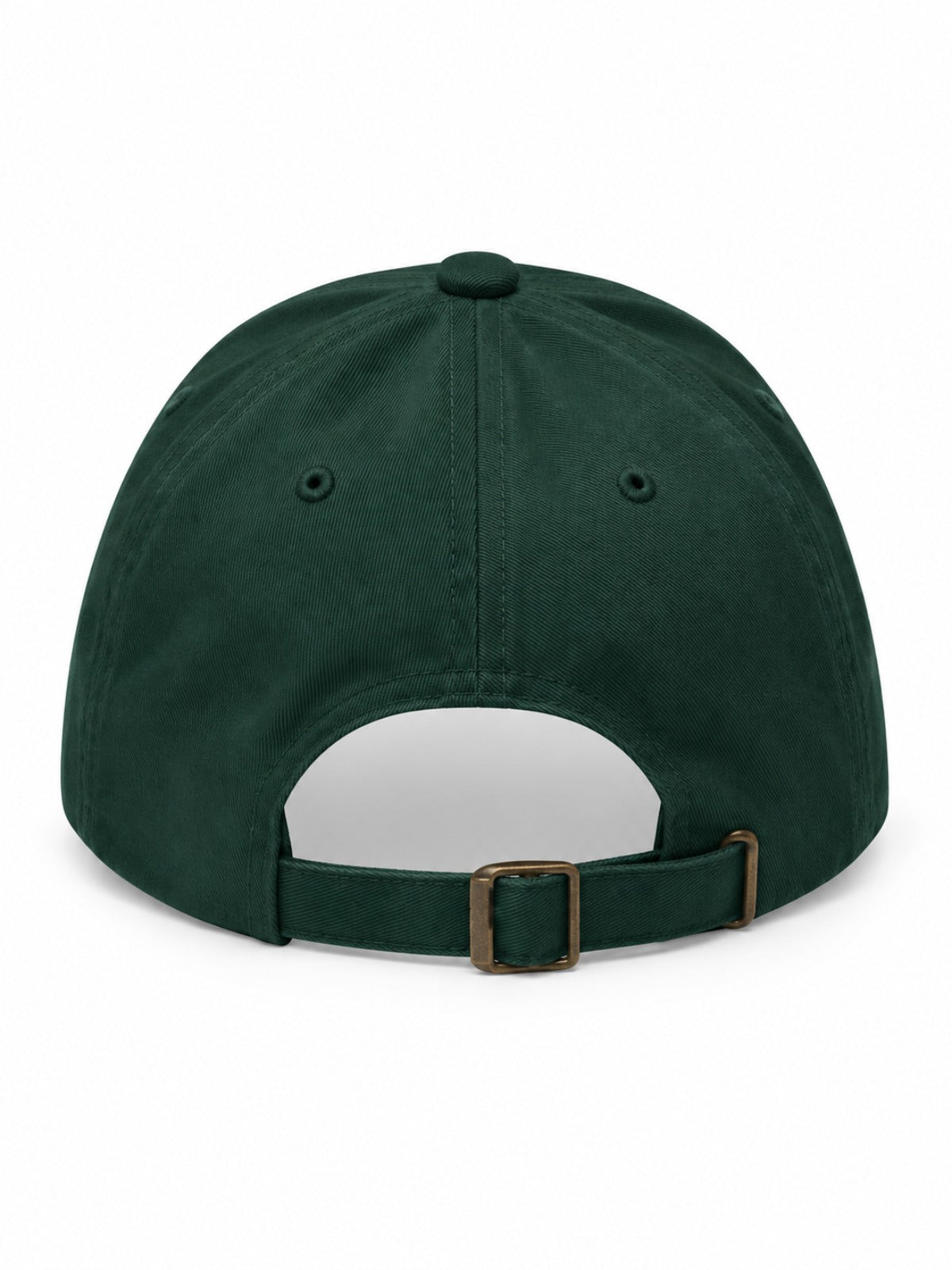 5C5V Osaka Varsity Japanese baseball cap in spruce – back view with brass slide buckle strap
