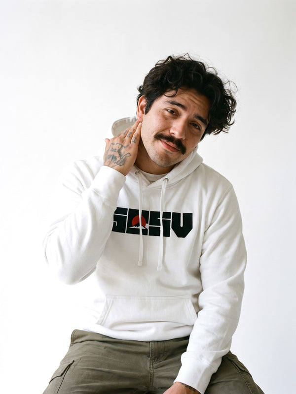 5C5V Red Sun Japanese Hoodie – White