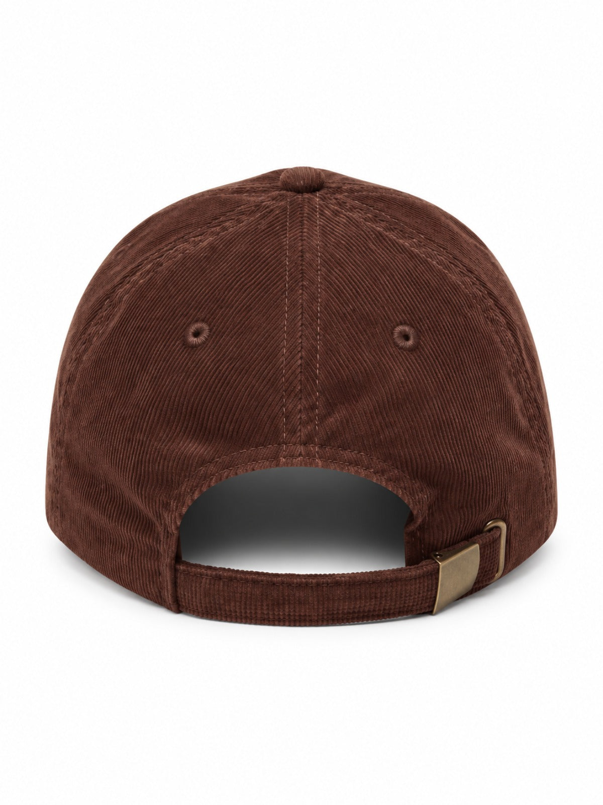 5C5V Sapporo S corduroy Japanese baseball cap in brown – back view with brass buckle strap