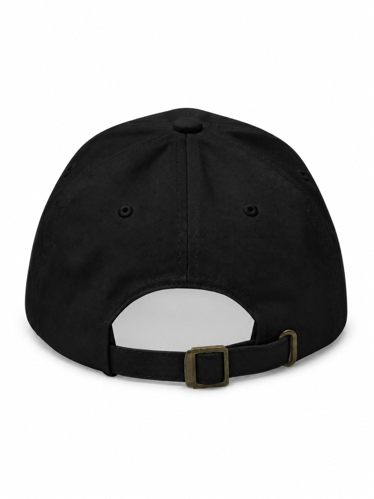 5C5V Tokyo Katakana Japanese baseball cap in black – back view with brass slide buckle strap