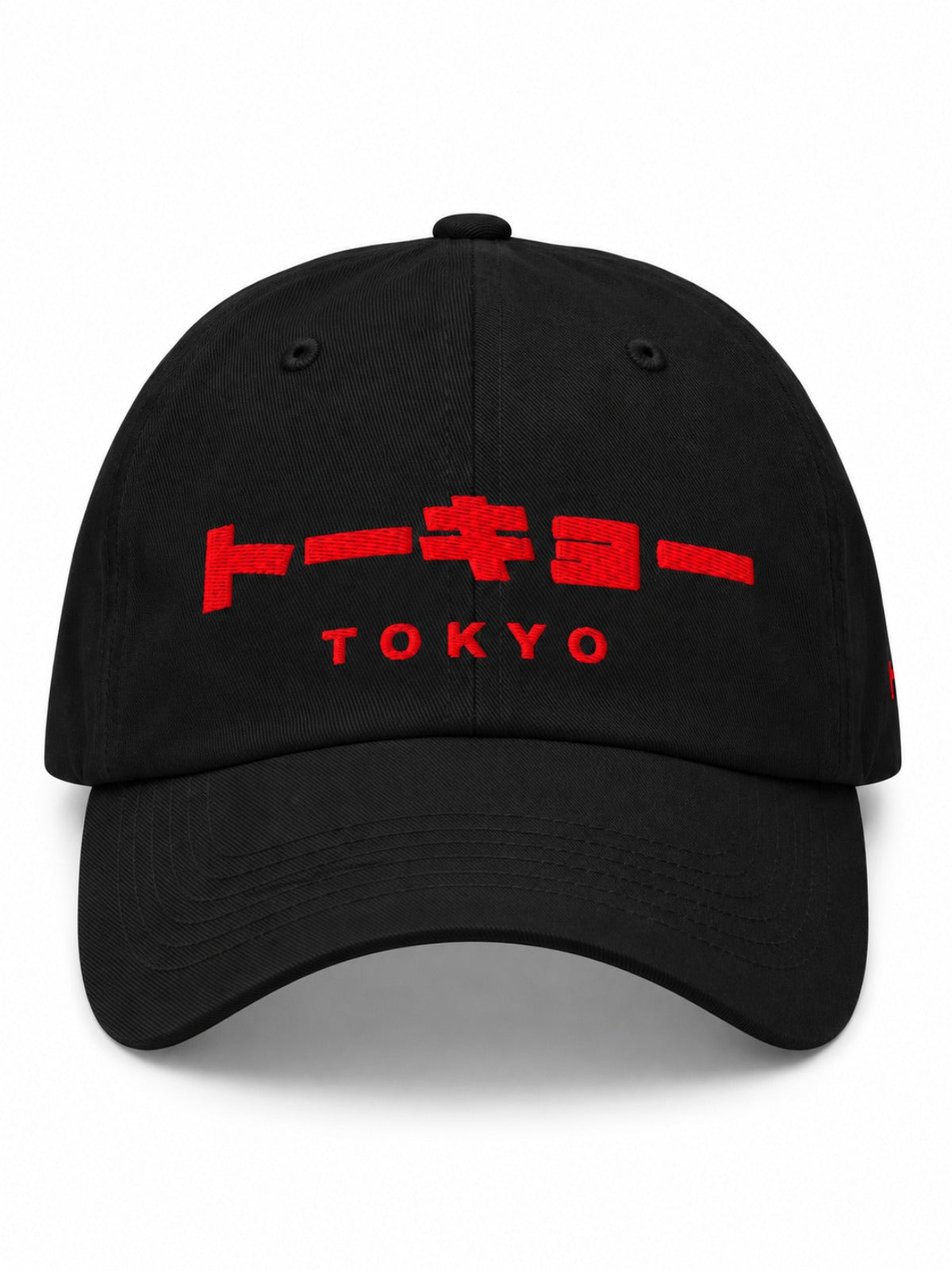 5C5V Tokyo Katakana Japanese baseball cap in black – front view with トーキョー TOKYO katakana embroidery