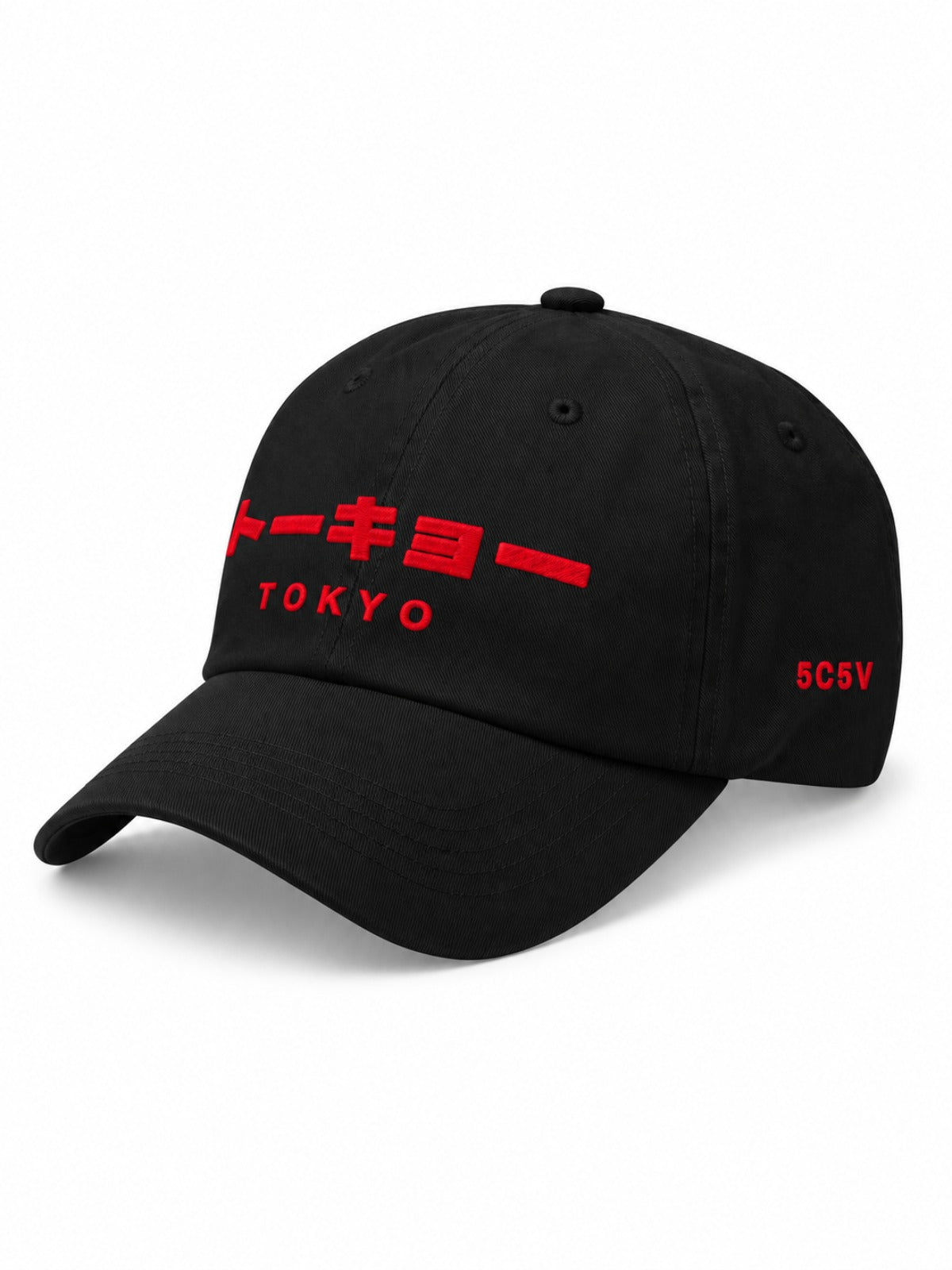 5C5V Tokyo Katakana Japanese baseball cap in black – side view with 5C5V embroidery
