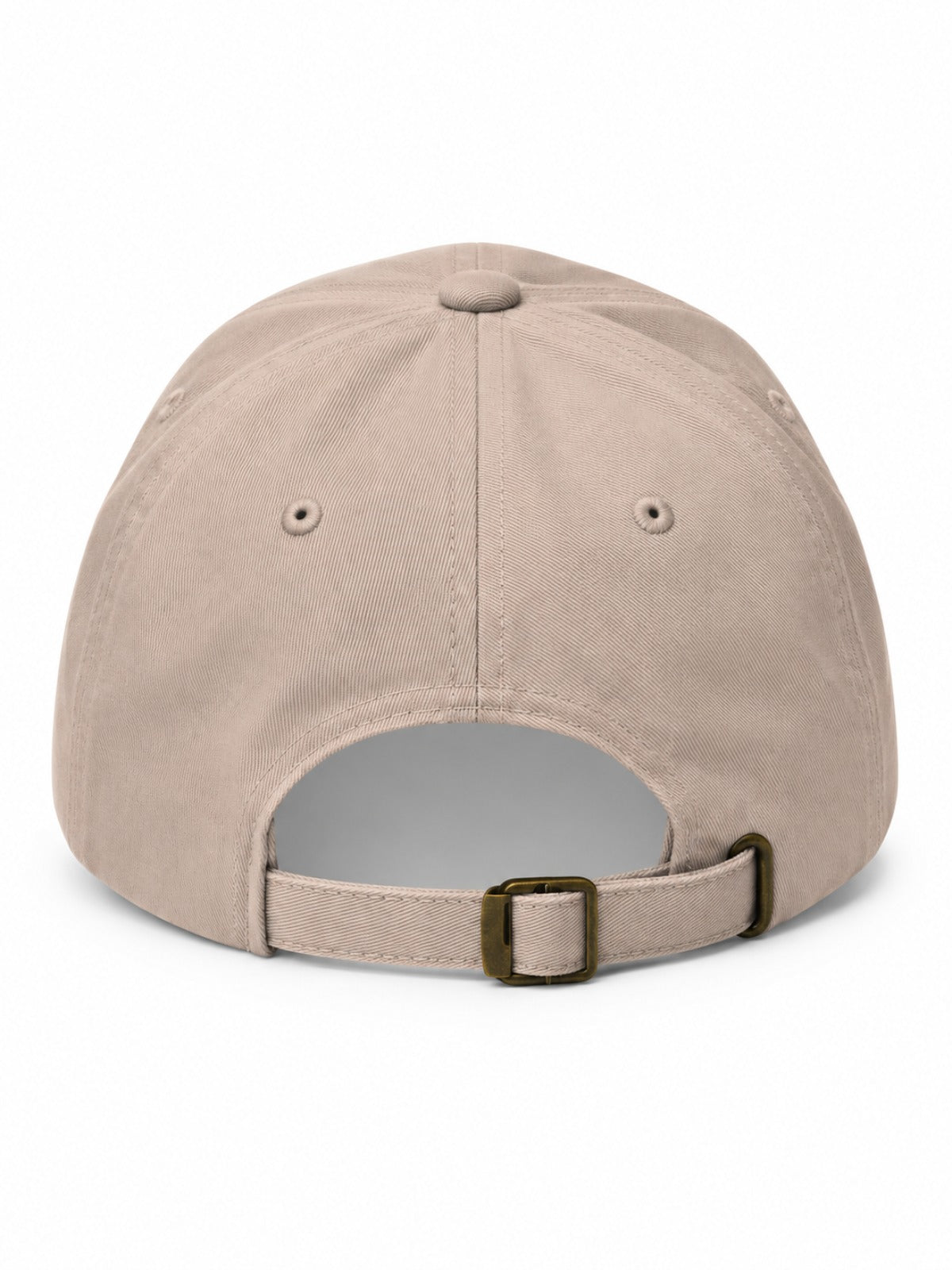 5C5V Tokyo Katakana Japanese baseball cap in stone – back view with brass slide buckle strap