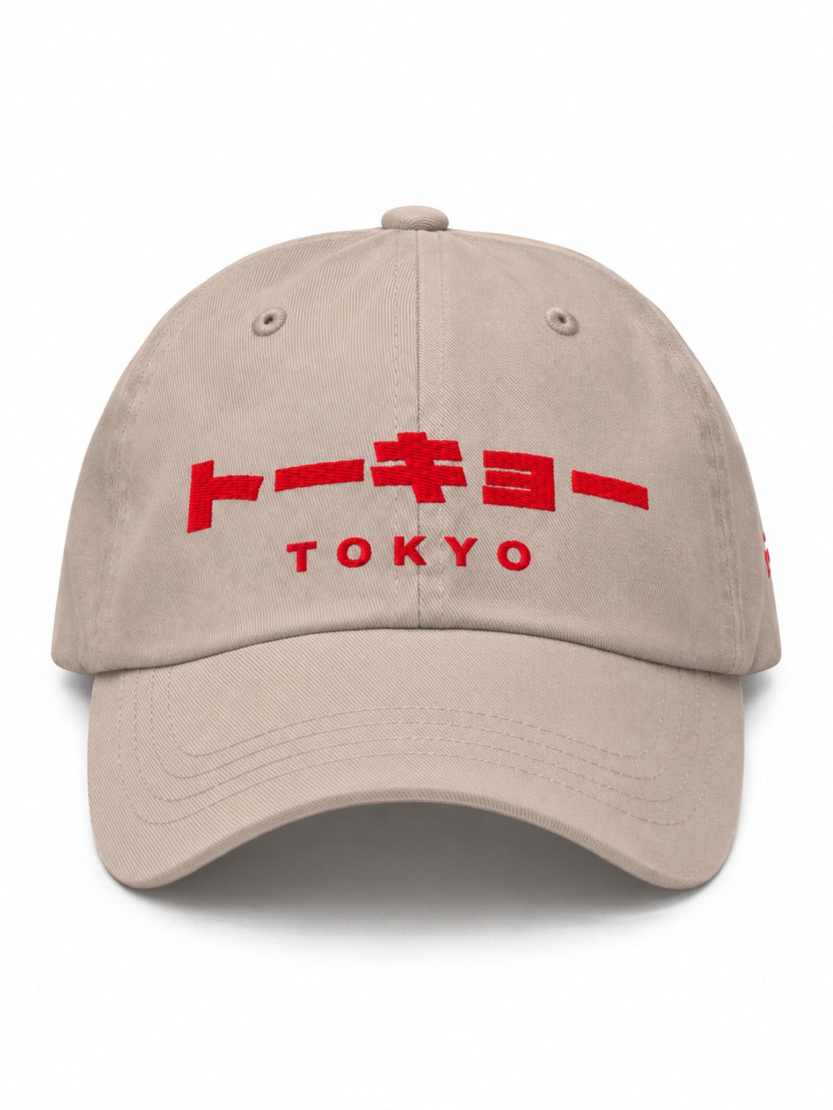 5C5V Tokyo Katakana Japanese baseball cap in stone – front view with トーキョー TOKYO katakana embroidery