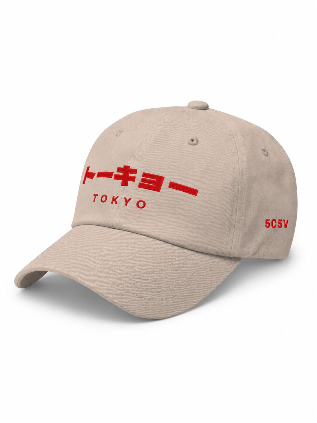 5C5V Tokyo Katakana Japanese baseball cap in stone – side view with 5C5V embroidery