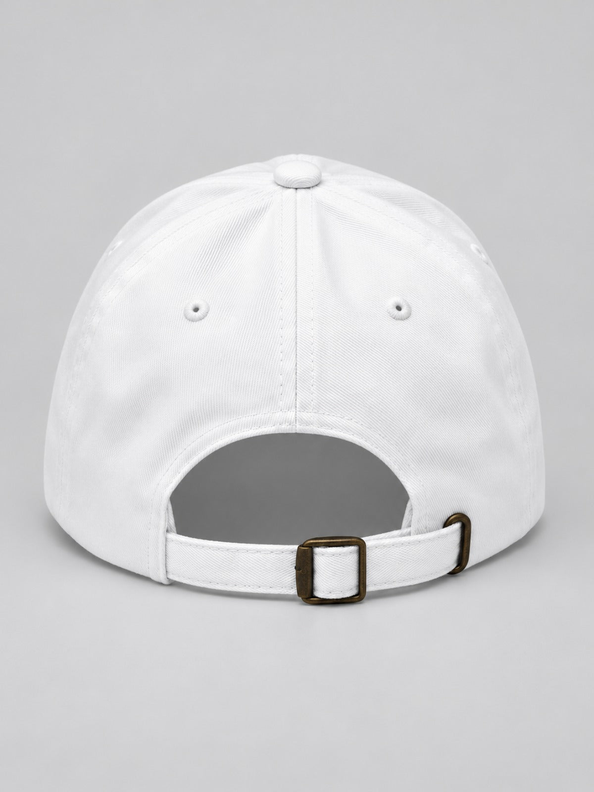 5C5V Tokyo Katakana Japanese baseball cap in white – back view with brass slide buckle strap
