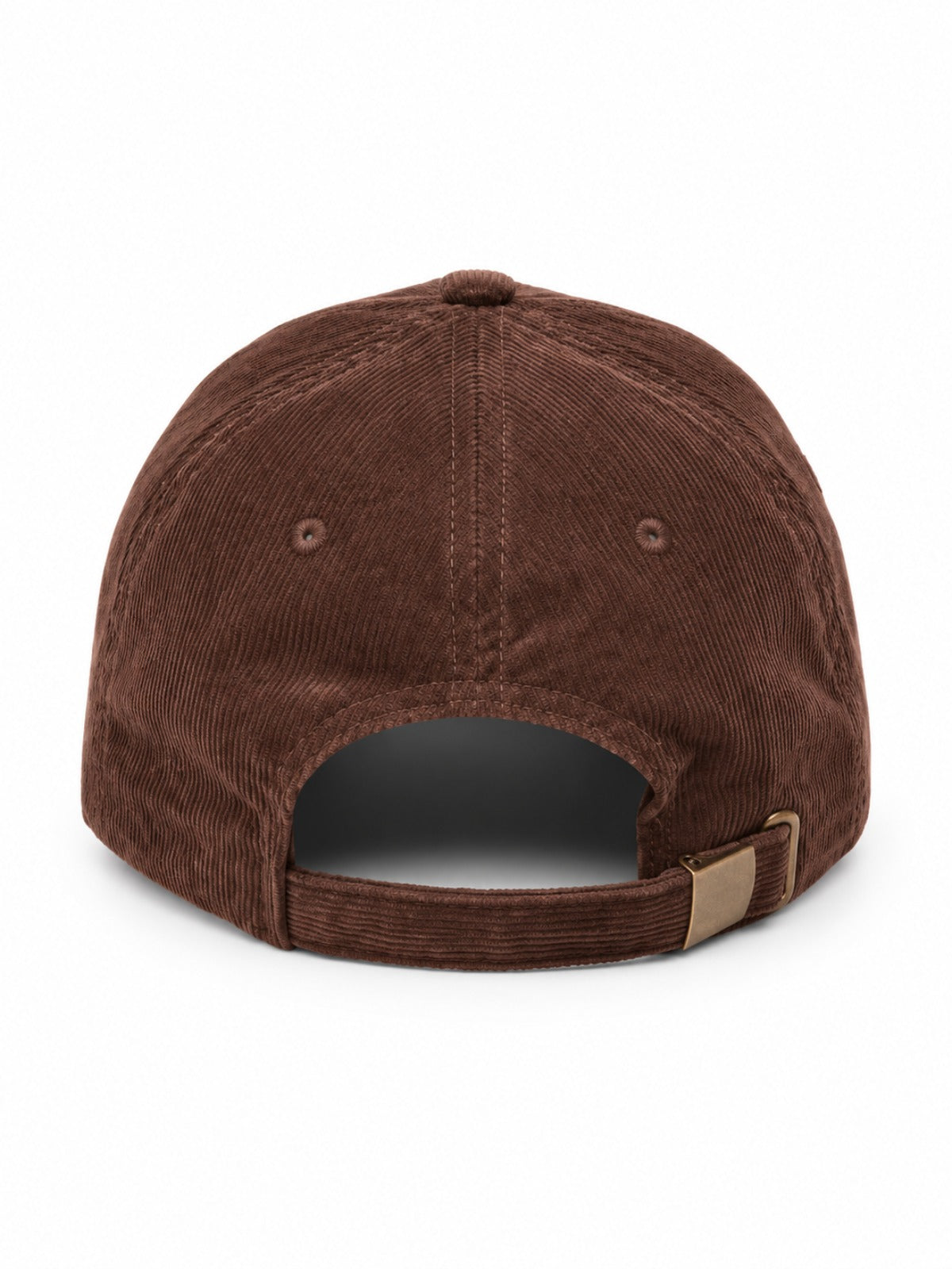 5C5V Tokyo T corduroy Japanese baseball cap in brown – back view with brass buckle strap