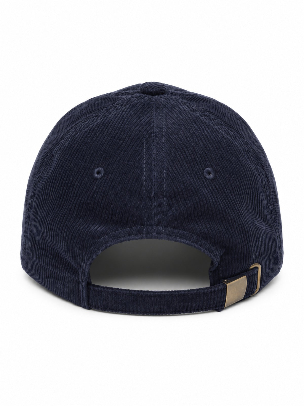 5C5V Tokyo T corduroy Japanese baseball cap in navy – back view with brass buckle strap