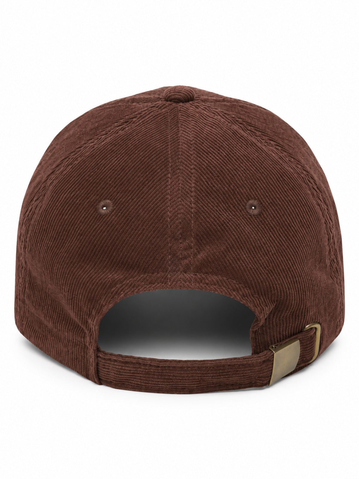 5C5V Yokohama Y corduroy Japanese baseball cap in brown – back view with brass buckle strap