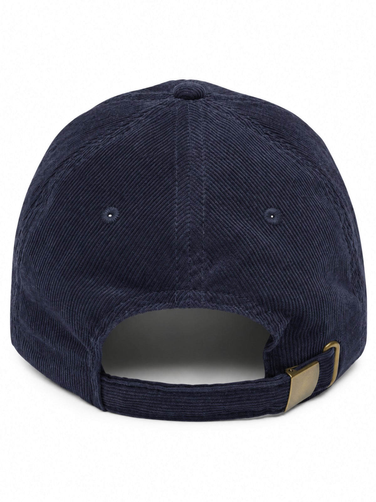 5C5V Yokohama Y corduroy Japanese baseball cap in navy – back view with brass buckle strap