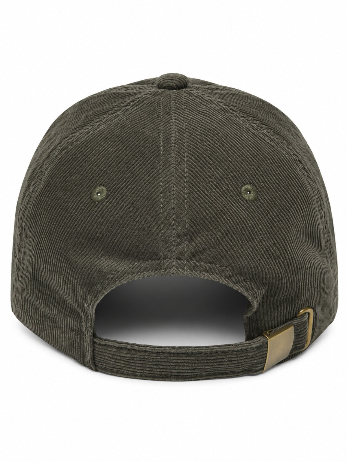 5C5V Yokohama Y corduroy Japanese baseball cap in olive – back view with brass buckle strap