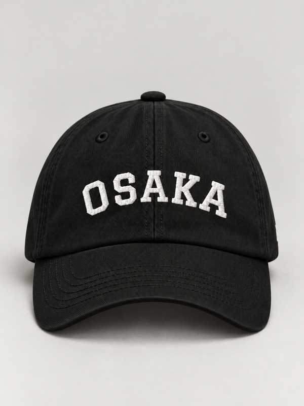 Osaka Strength 力 Varsity Japanese Black Baseball Cap