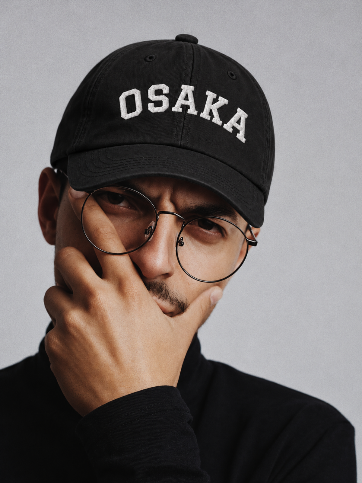 Osaka Strength 力 Varsity Japanese Black Baseball Cap