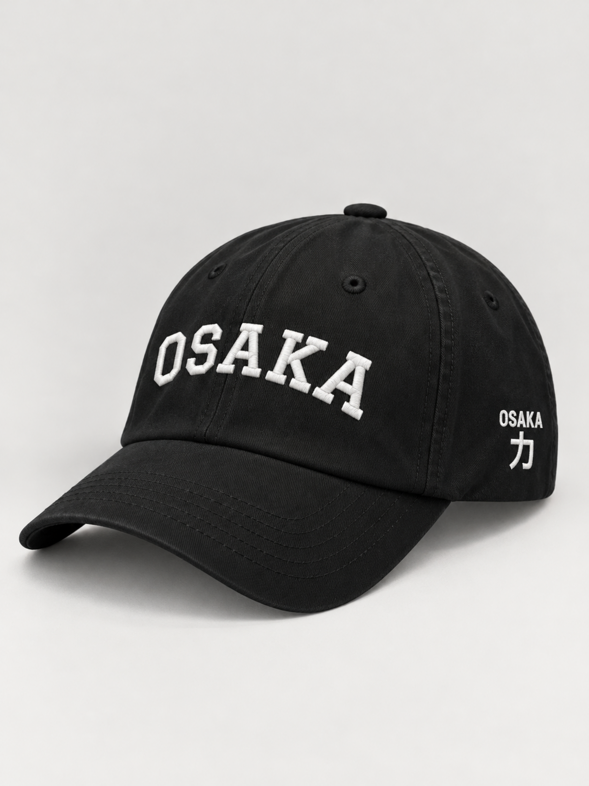 Osaka Strength 力 Varsity Japanese Black Baseball Cap