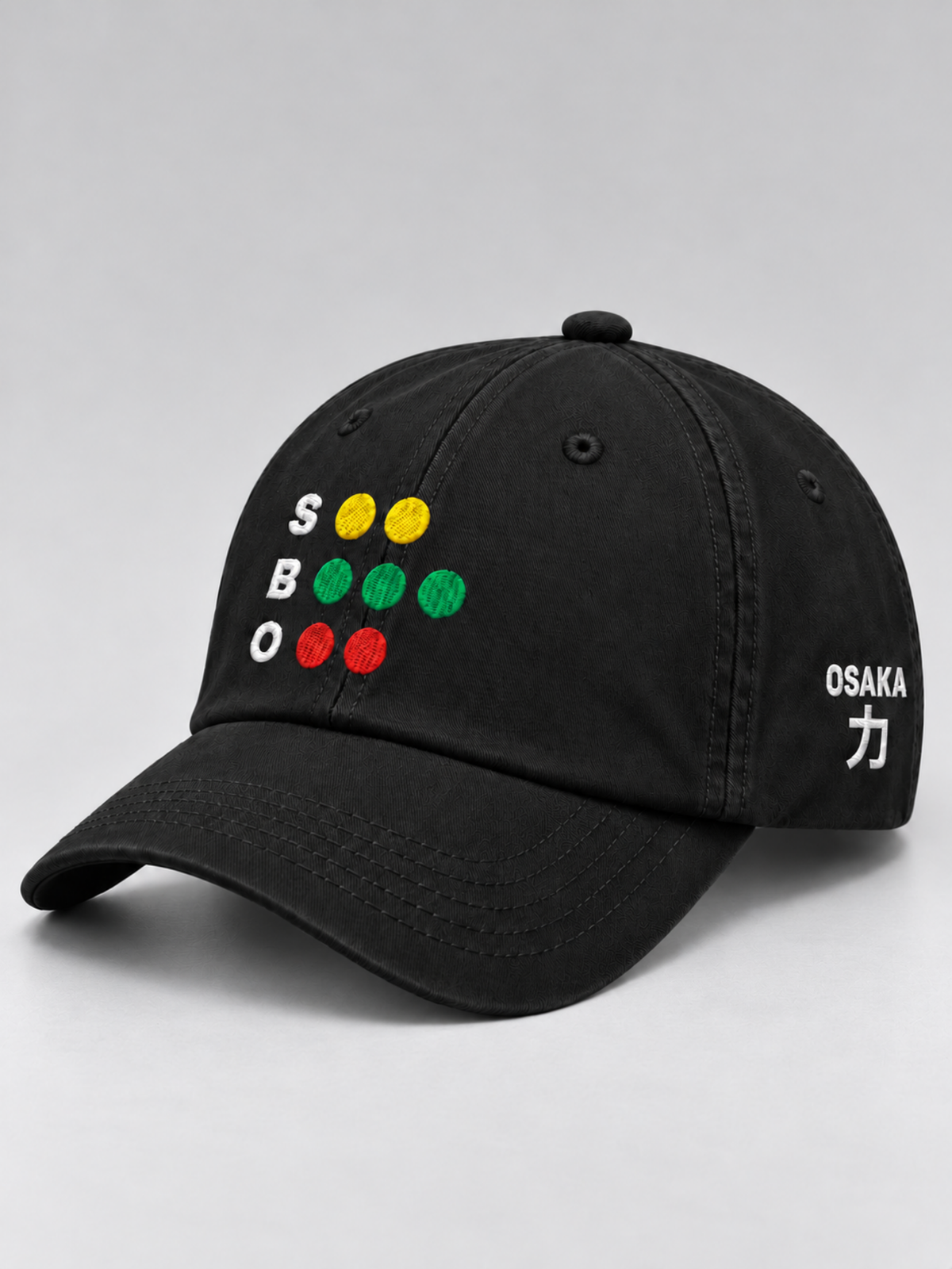 Osaka Strength 力 Full Count Japanese Black Baseball Cap