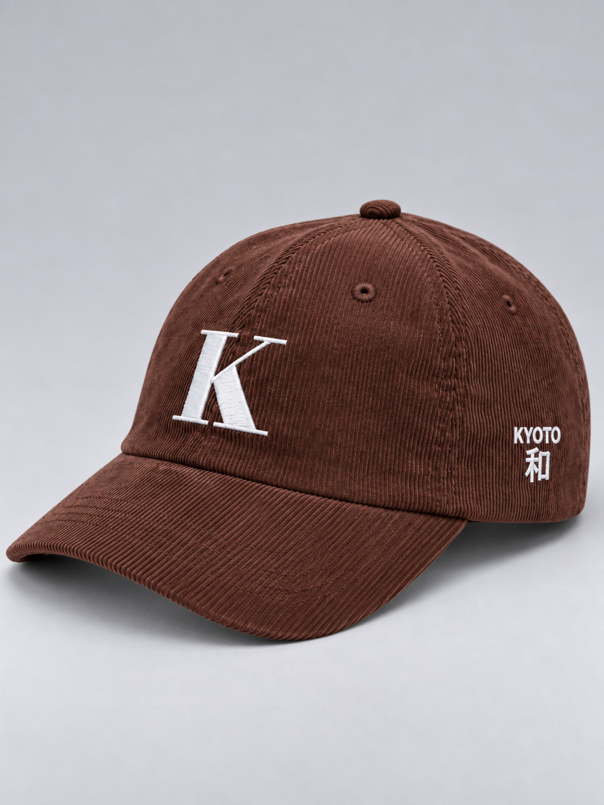 Kyoto Harmony 和 K Corduroy Japanese Baseball Cap, brown – side view