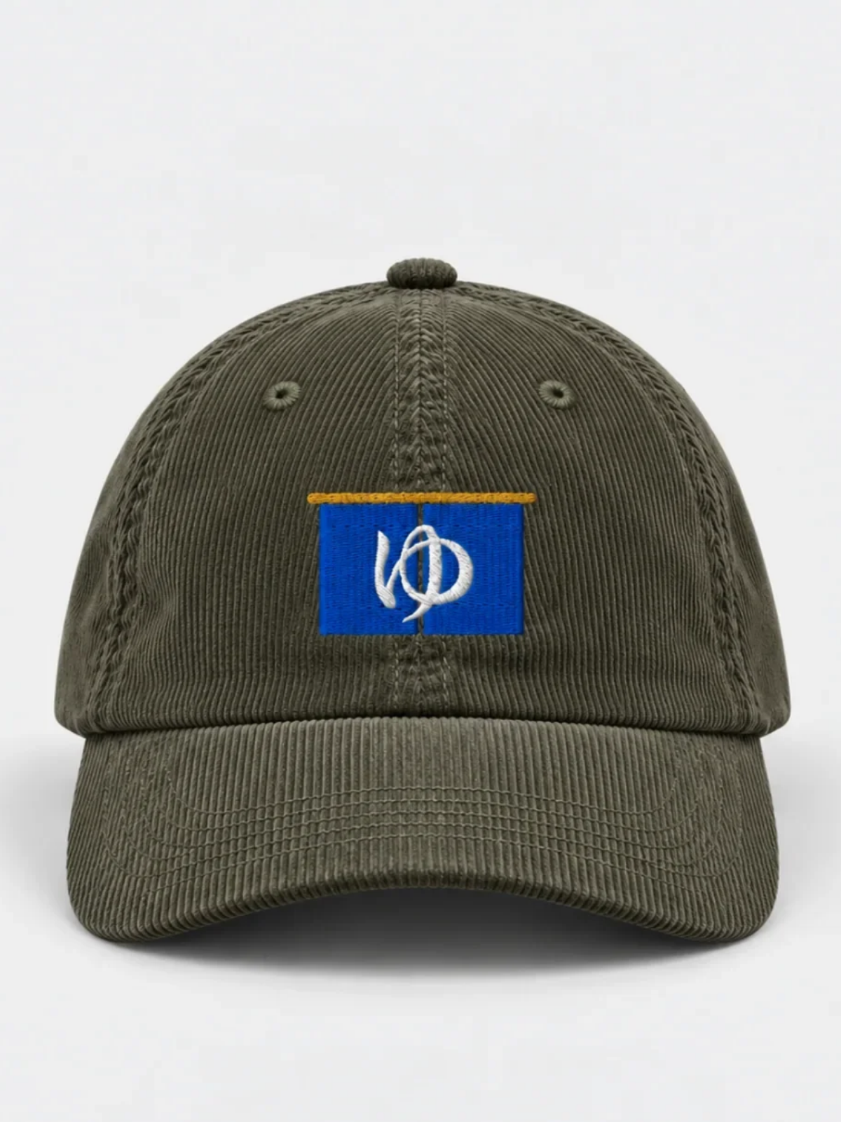 Sentō Japanese Corduroy Baseball Cap, olive – front view