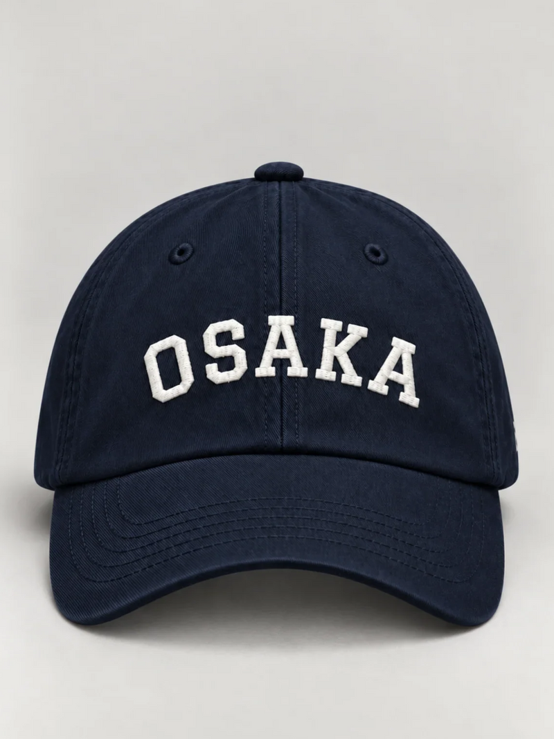 Osaka Strength 力 Varsity Japanese Baseball Cap, navy – front view