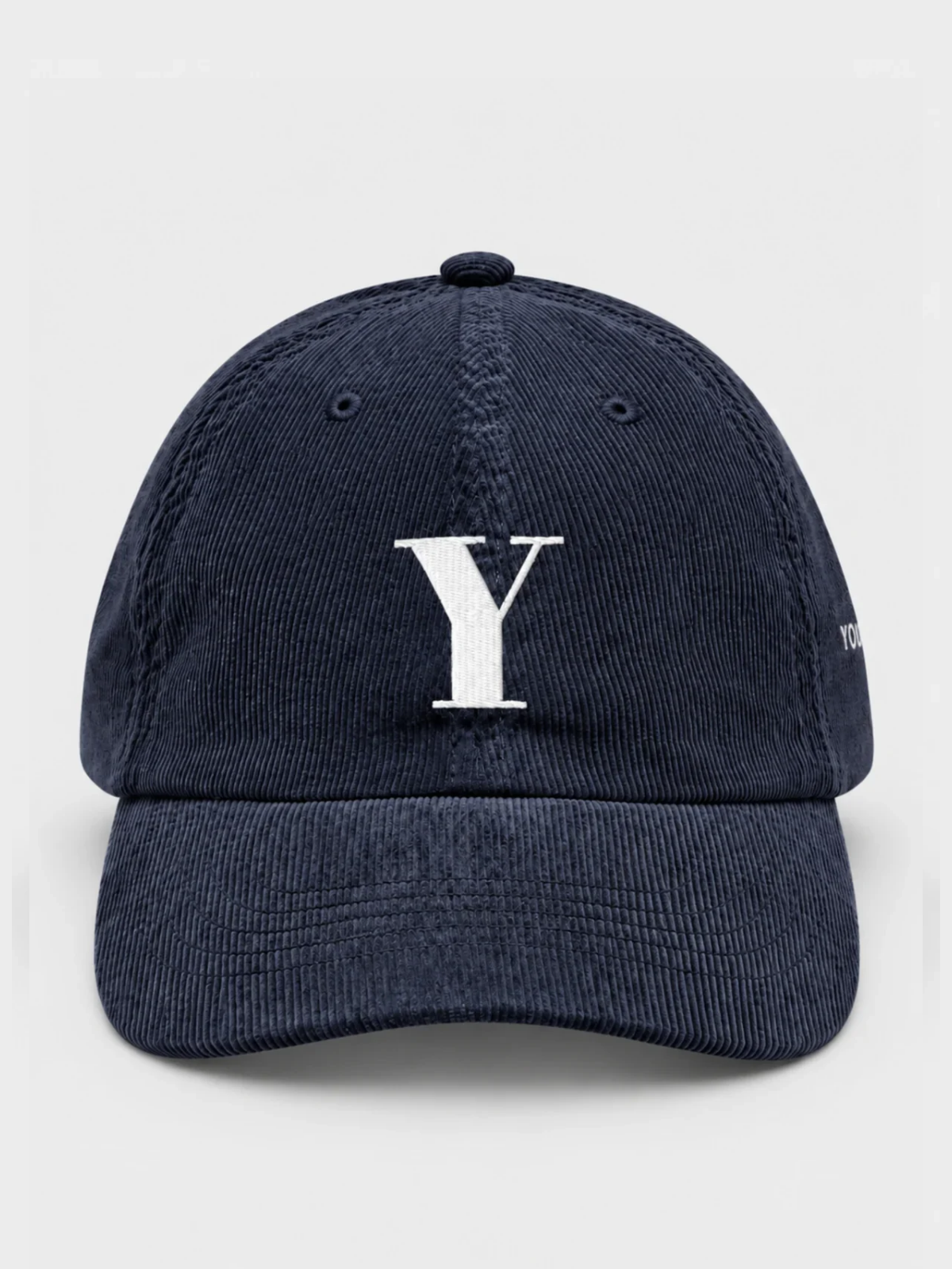 Yokohama Trust 信 Y Corduroy Japanese Baseball Cap, navy – front view