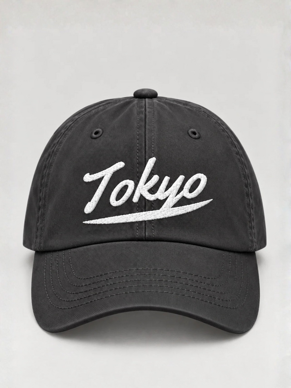 Tokyo Dream 夢 Script Japanese Dark Grey Baseball Cap