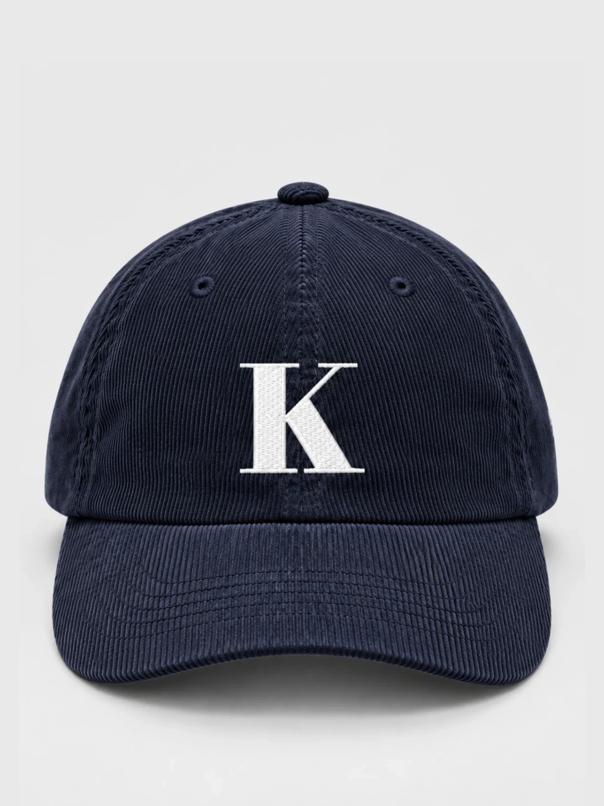 Kyoto Harmony 和 K Corduroy Japanese Baseball Cap, navy – front view