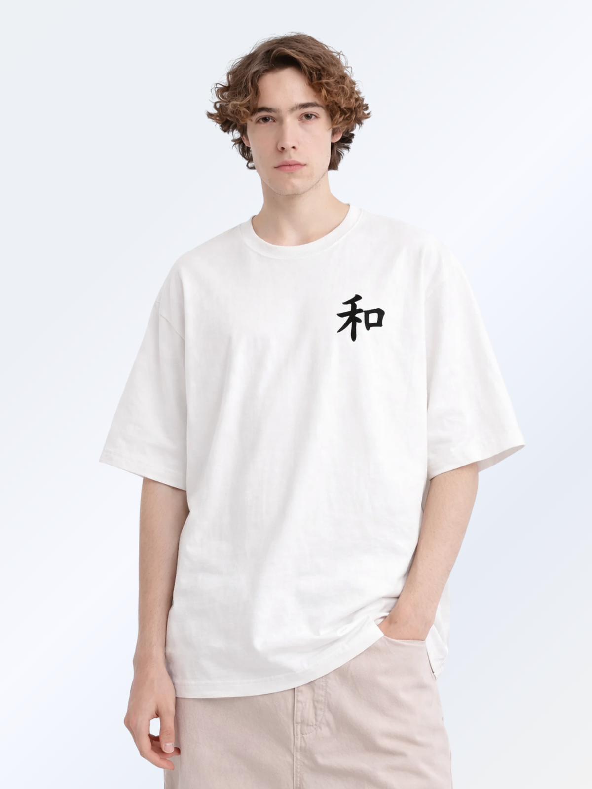 Kyoto Harmony 和 Premium Oversized Embroidered T-Shirt – White | 5C5V