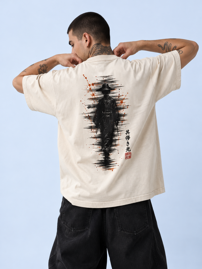 Edo 秋 Fading Ember Vintage White T-Shirt