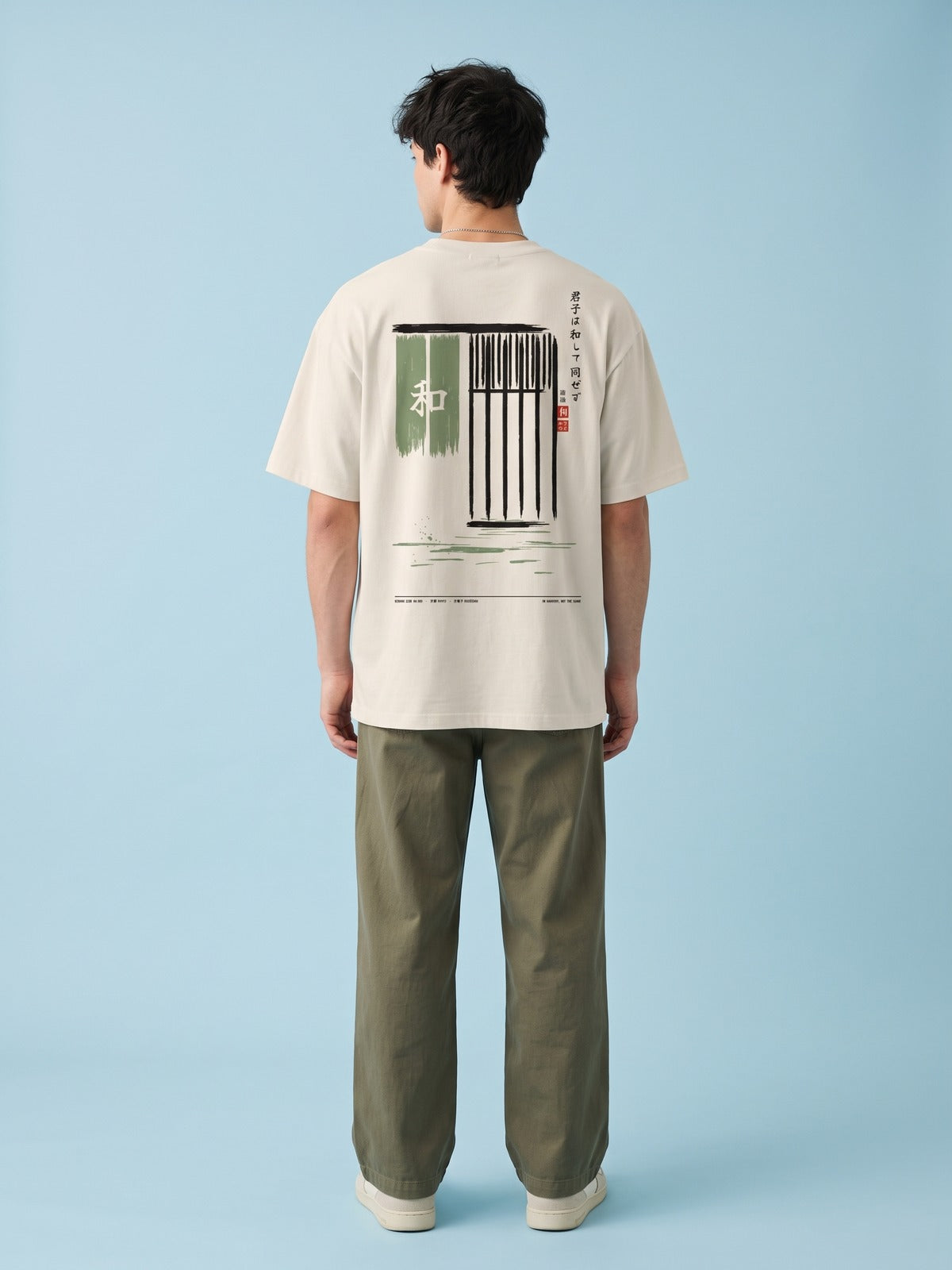 KIROKU Sumi 003 In Harmony, Not the Same 和 Vintage White T-Shirt by 5C5V, back view