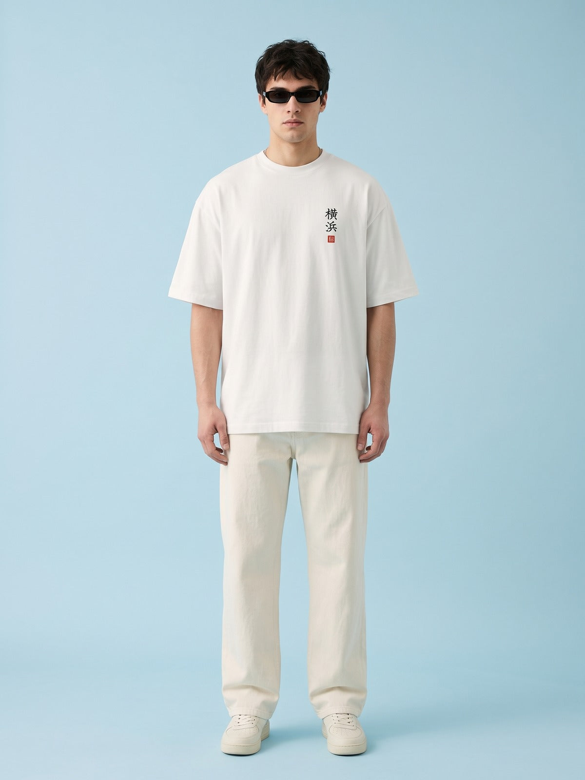 KIROKU Sumi 004 First Light 信 White T-Shirt by 5C5V, front view