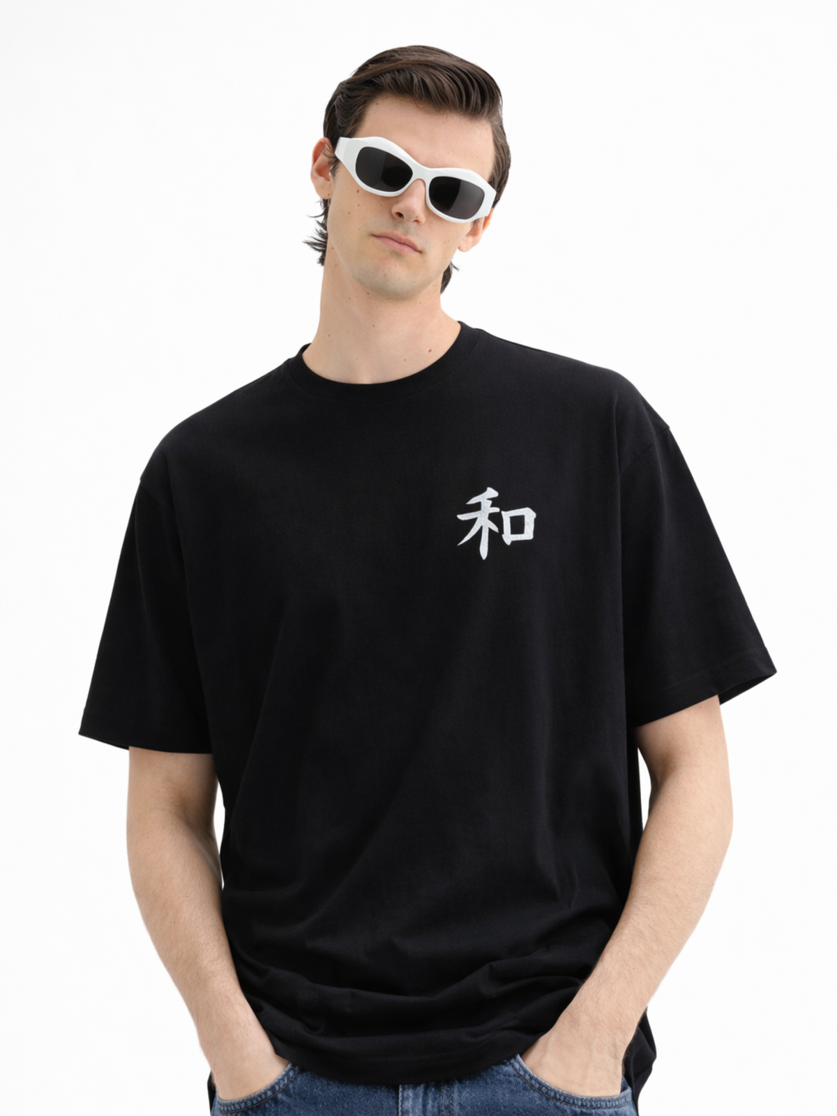 Kyoto Premium Black Oversized  Embroidered T-Shirt Trust – Harmony 和 | 5C5V Japanese Streetwear